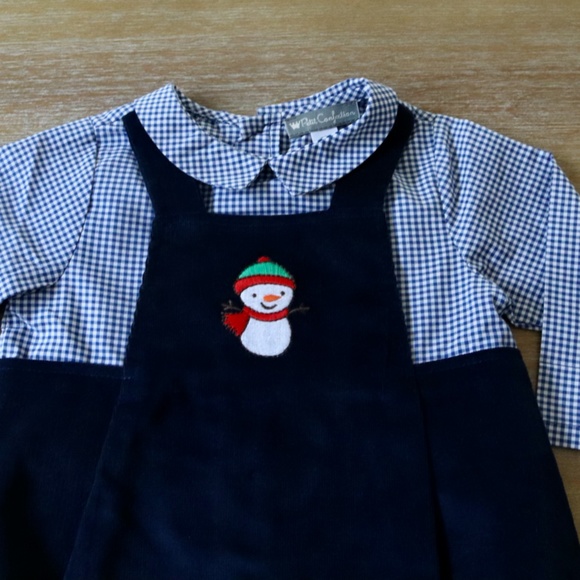 NWOT Petit Confection Baby Boy Blue Corduroy Holiday Snowman One-Piece Outfit 9M - Picture 4 of 10